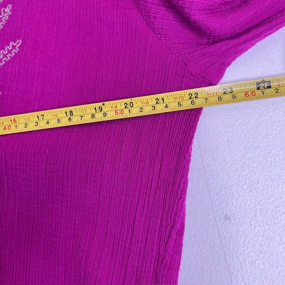 Old Navy Metallic Embroidered Beach Swim Cover Up Tunic Dress Pink Women Large - Picture 11 of 13